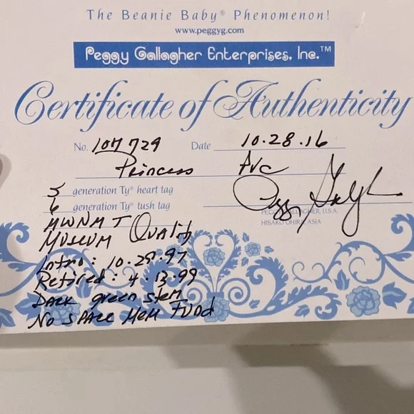 Huge Sale Princess PVC Ty Beanie Babies Museum Quality NWMT COA Rare Collectible - Picture 4 of 4